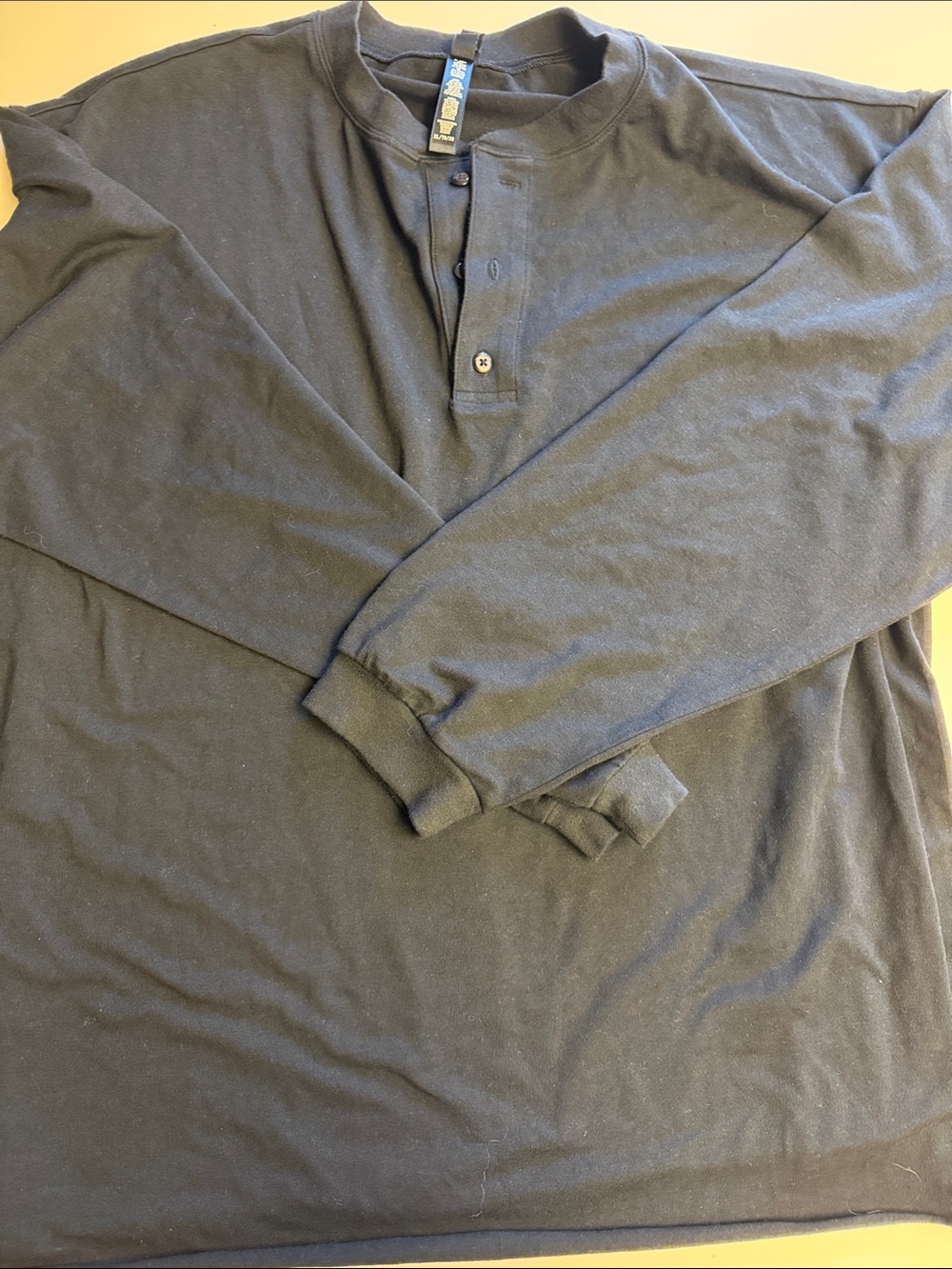 SKIMS Classic Long-Sleeve Henley Shirt Onyx XL